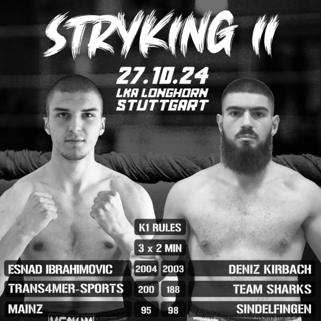 Am 27.10. steigt unser Fighter Deniz Kirbach @___xdenizx___ wieder in den Ring.
Diesmal bei Stryking 2 von @ageofcage 
Wir sind Ready 💥

#kickboxing #k1kickboxing #fighter #sindelfingen #stuttgart